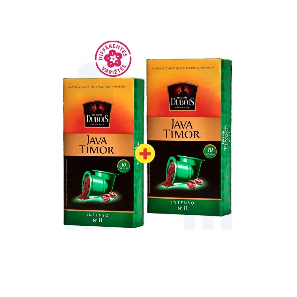 2 paquets de 10 capsules de café Java Timor Intenso n°11 x50g - LES CAFÉS DUBOIS
