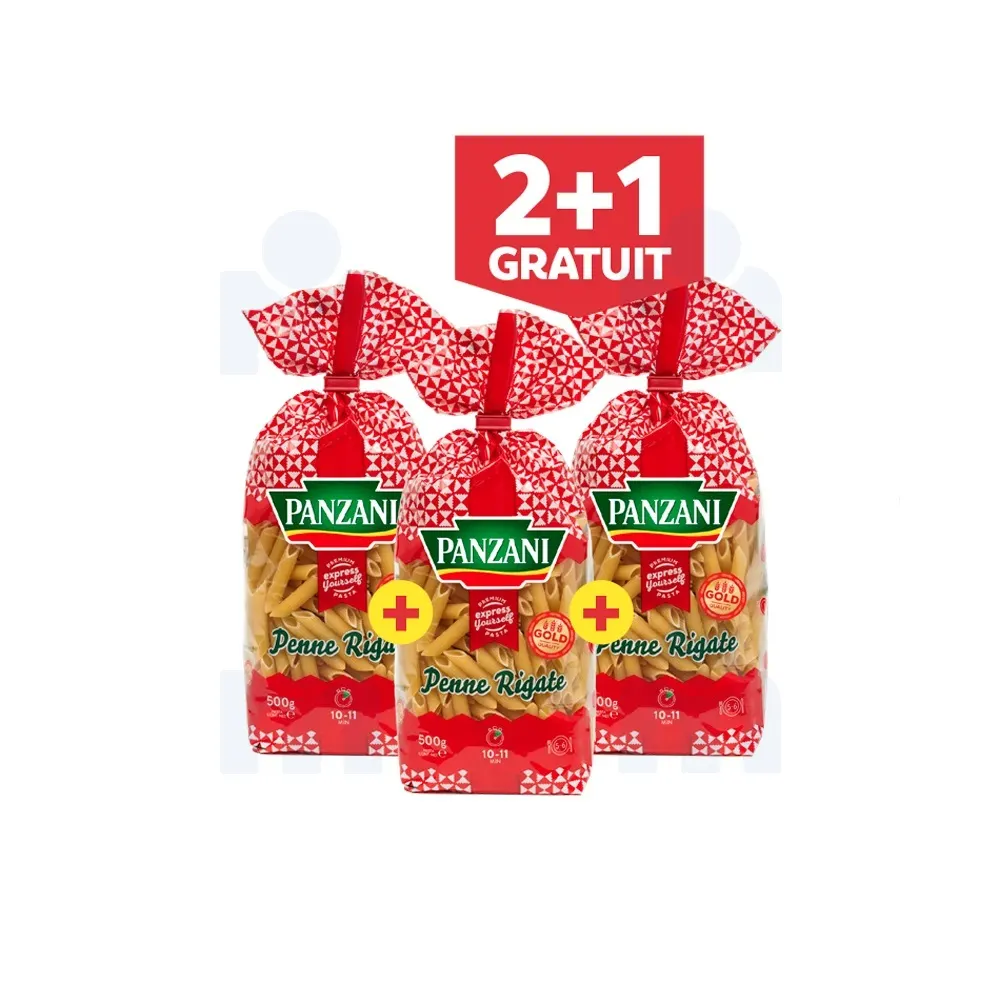 Paquets de pâtes courtes 3x500g 2+1 gratuit - PANZANI