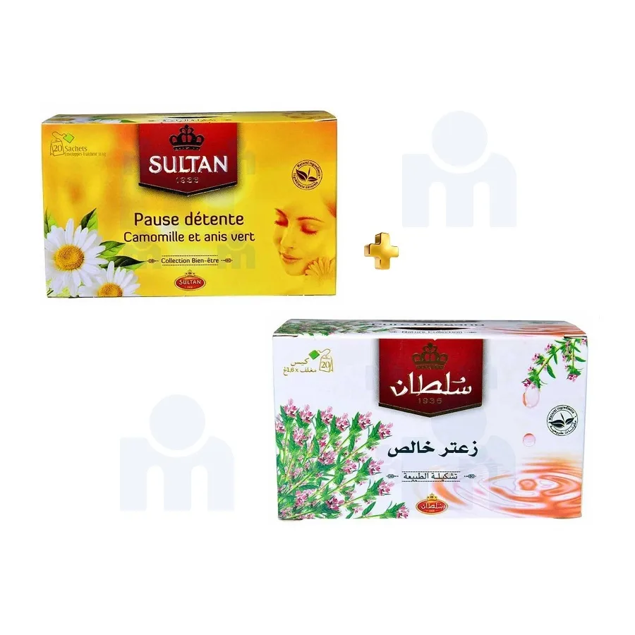 2 boîtes de 20 sachets infusion Pause Détente 32g + Pur Origan 32g - SULTAN
