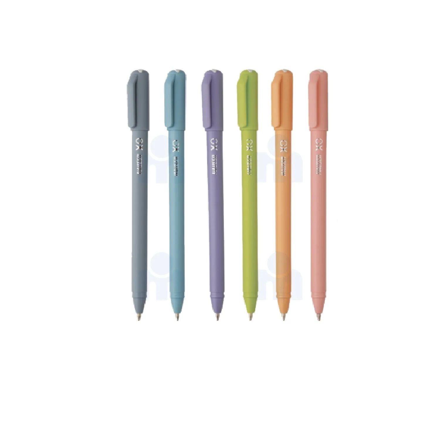 6 Stylo à bille XO 1mm encre bleu corps pastel - HAUSER