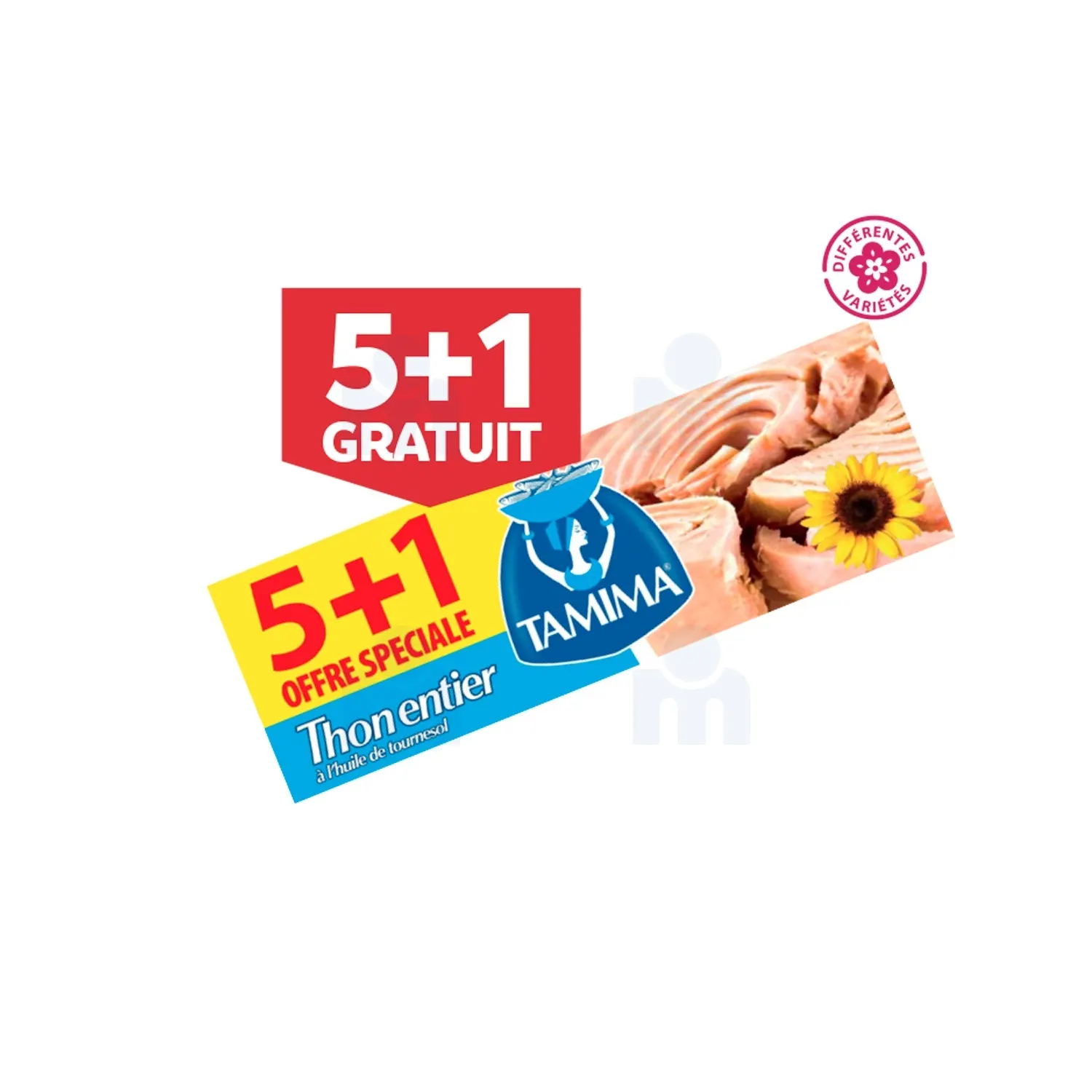 Thon entier à l'huile de tournesol 80g 5+1 gratuit - TAMIMA