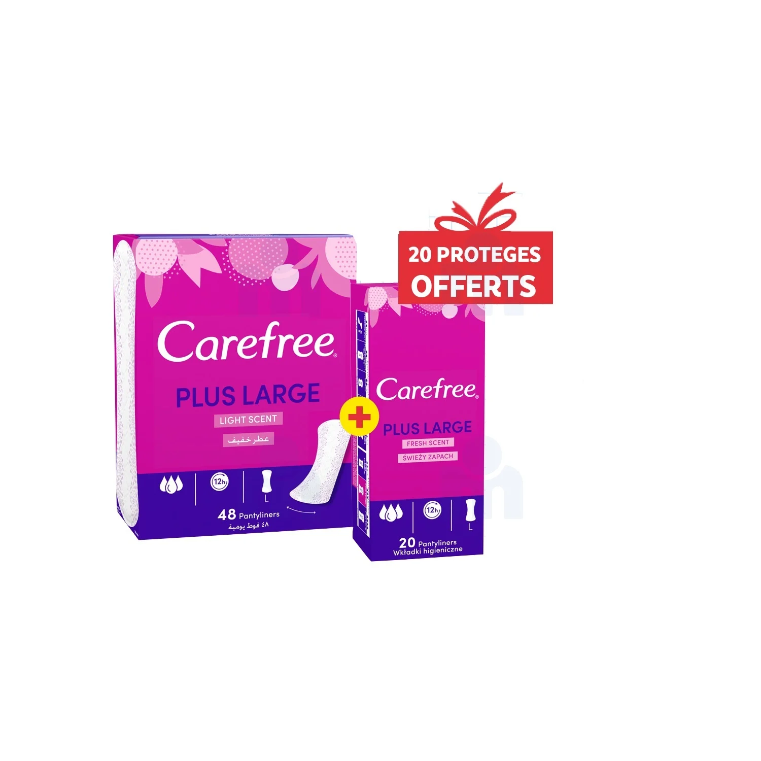 48 protèges-slips Plus Large + 20 protèges slips Plus Large offerts - CREFREE