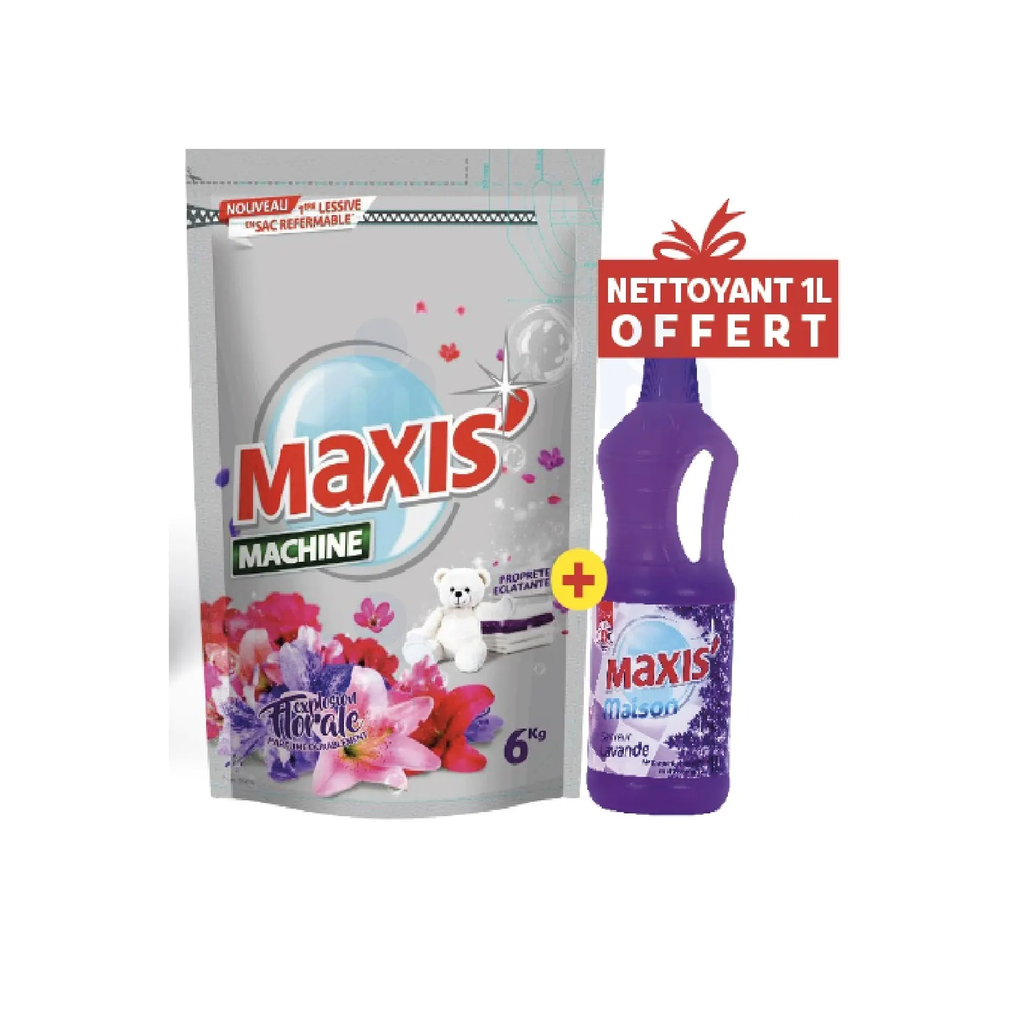 Lessive matic 6Kg + Nettoyant multi-usages lavande 1L - MAXIS