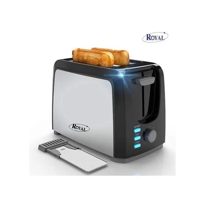 Toaster 2 fentes noir/gris TA01305-GS - ROYAL 
