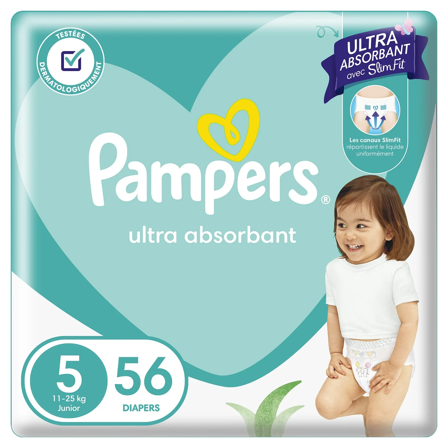 Couches Bébé  ultra absorbantes Mainline Taille 5(11-25Kg) x56 unités - PAMPERS