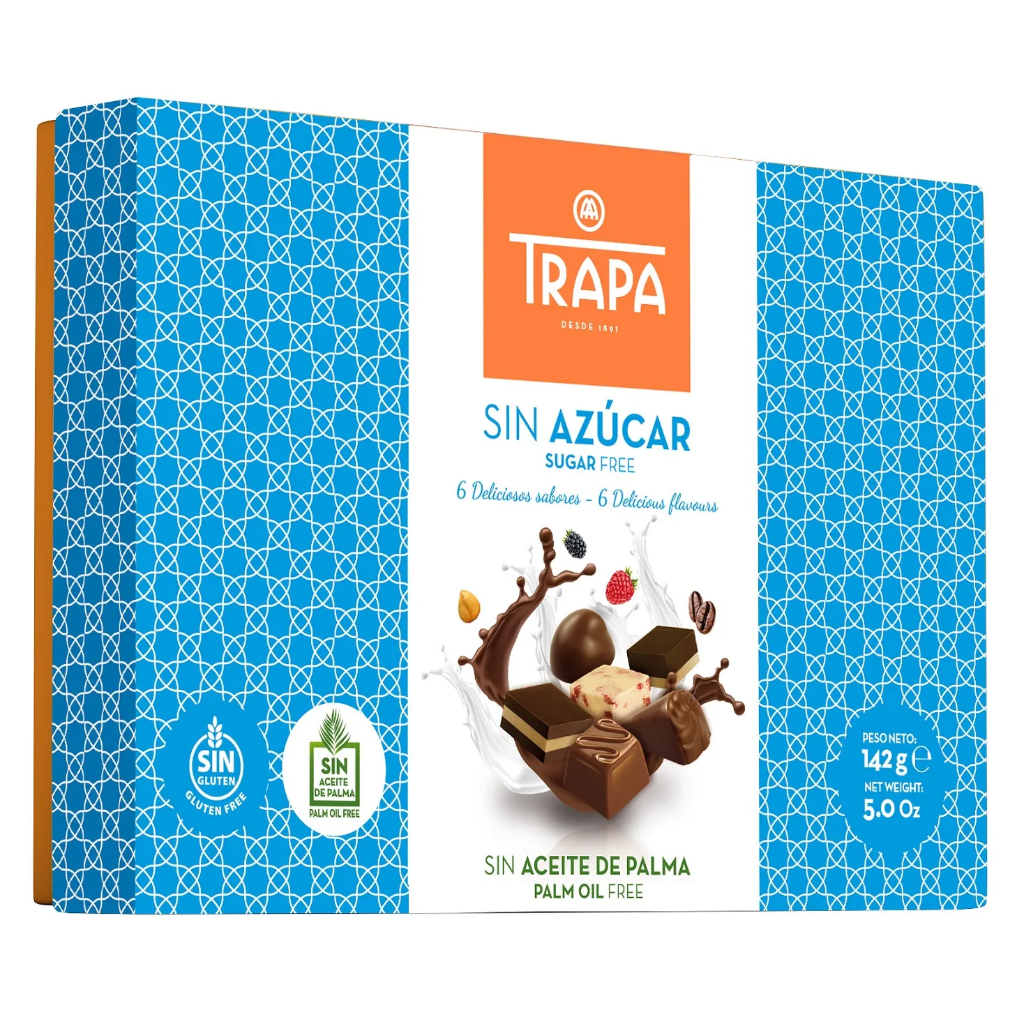 Chocolats sans sucre sans huile de palme x14 unités 142 g - TRAPA