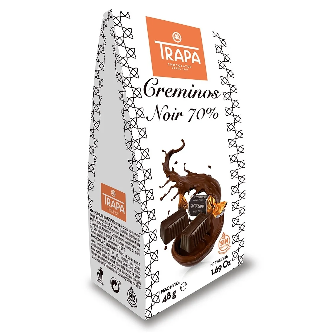 Chocolats Creminos noir 70% de cacao sans huile de palme 48g - TRAPA