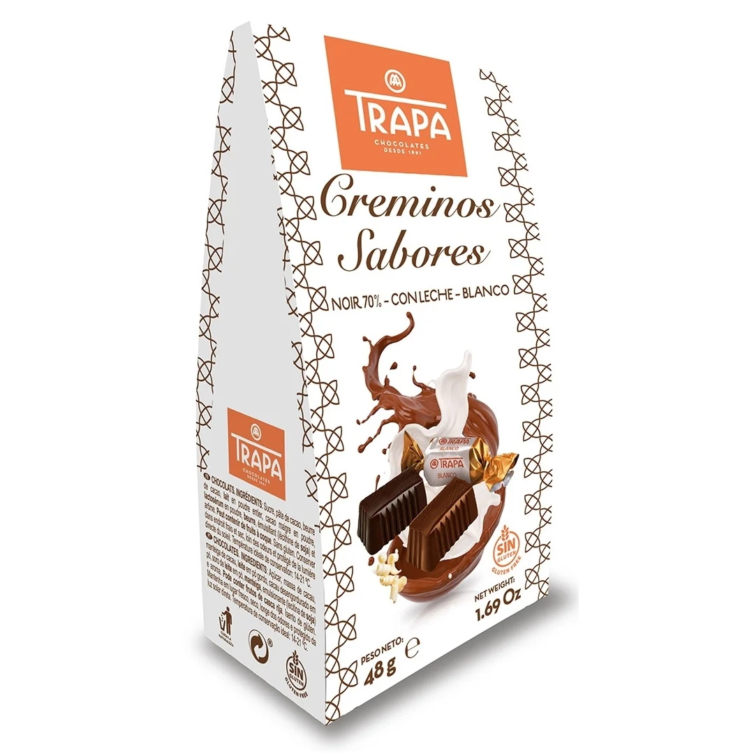 Chocolats Creminos sabores 70% de cacao sans huile de palme 48g - TRAPA