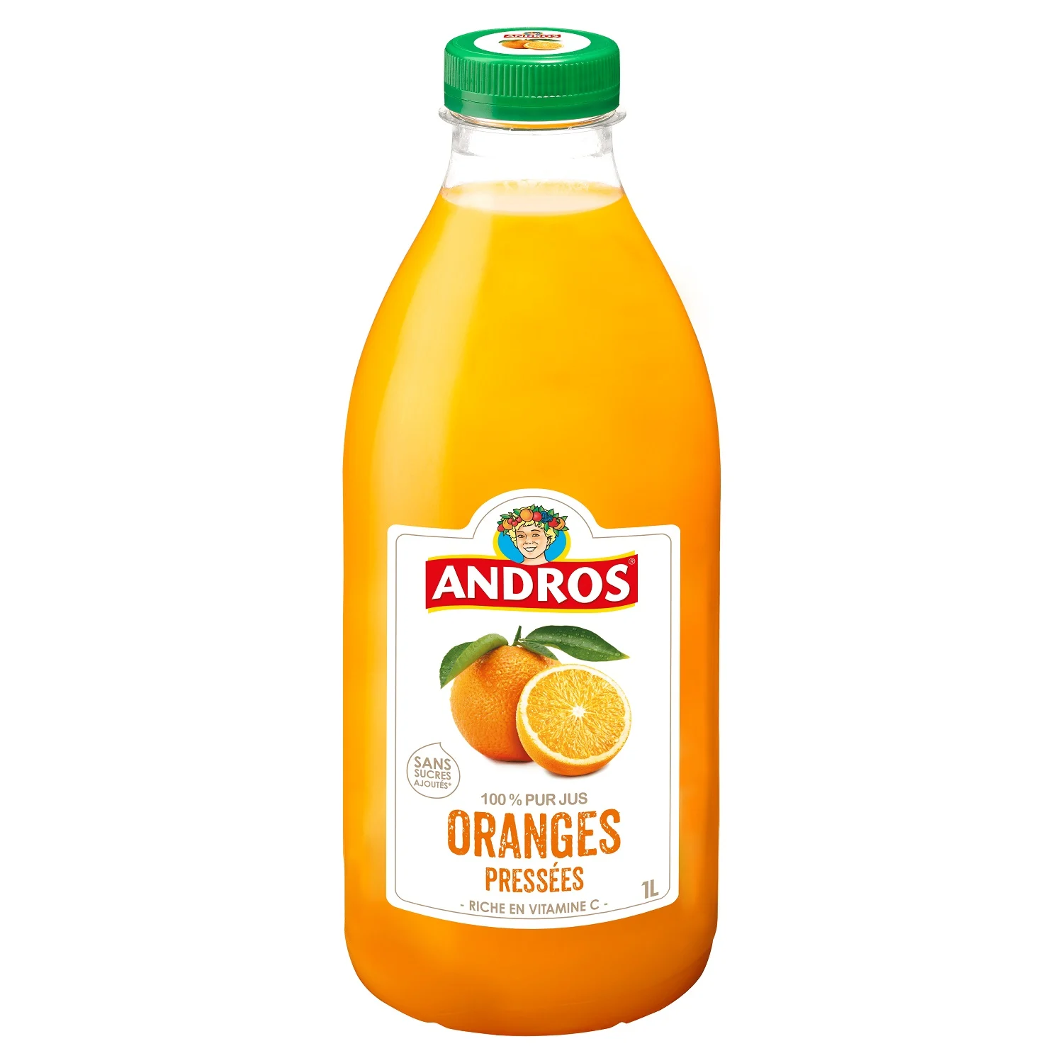 Andros Pur Jus d'oranges pressées 100% sans sucres ajoutés 1L