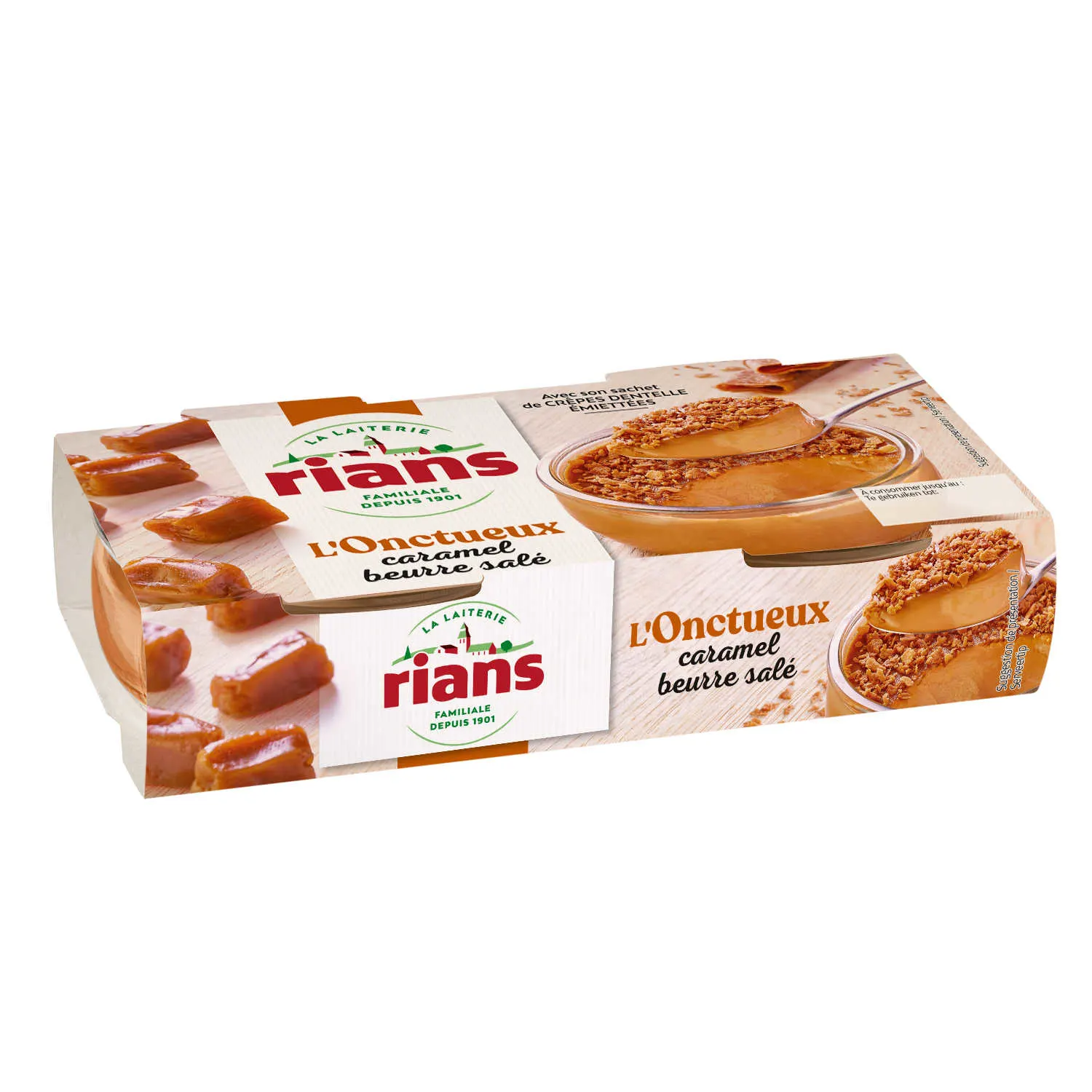 Dessert caramel beurre salé L'Onctueux 2 pots x90g - RIANS
