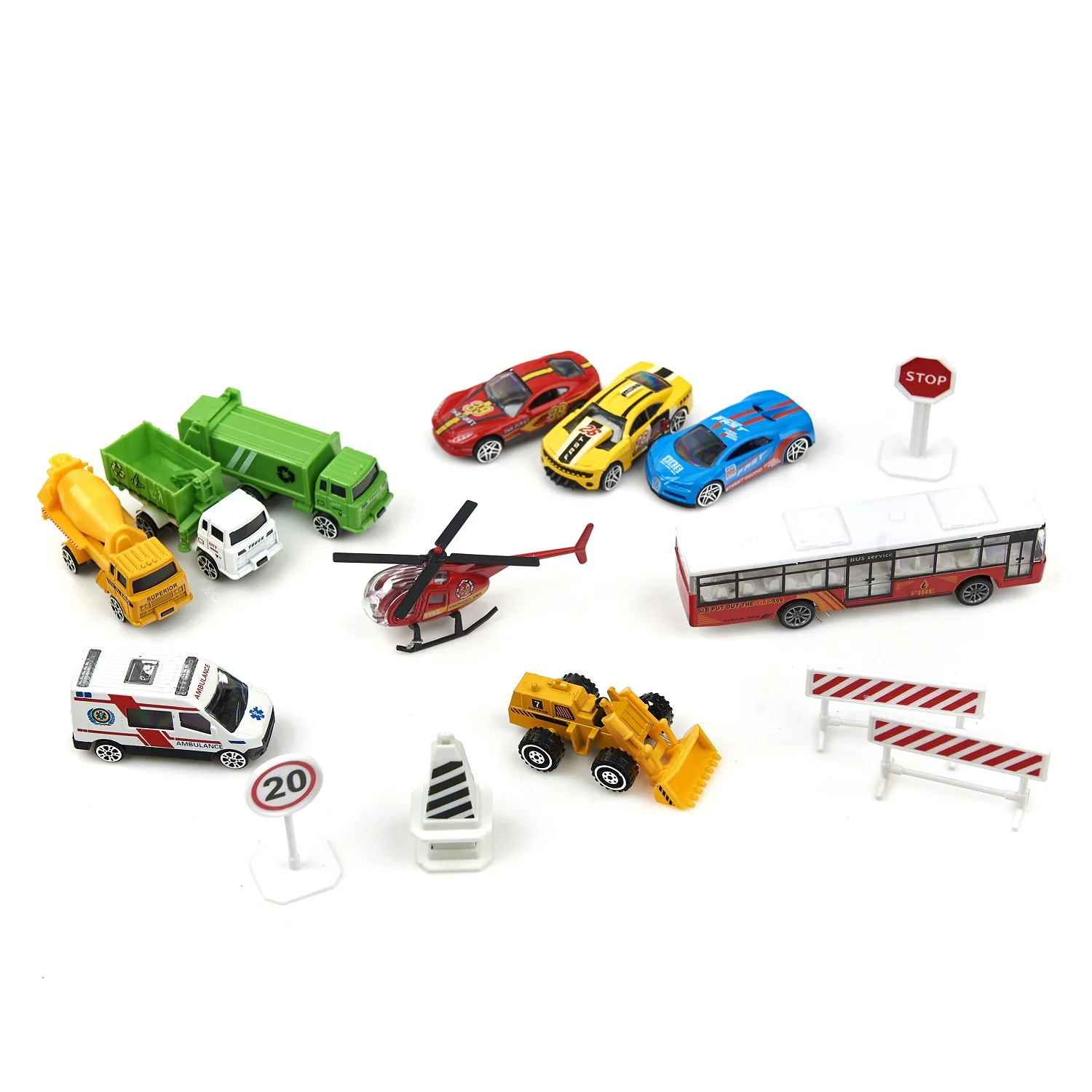 Voiture city métalliques 16 pièces - ONE TWO FUN