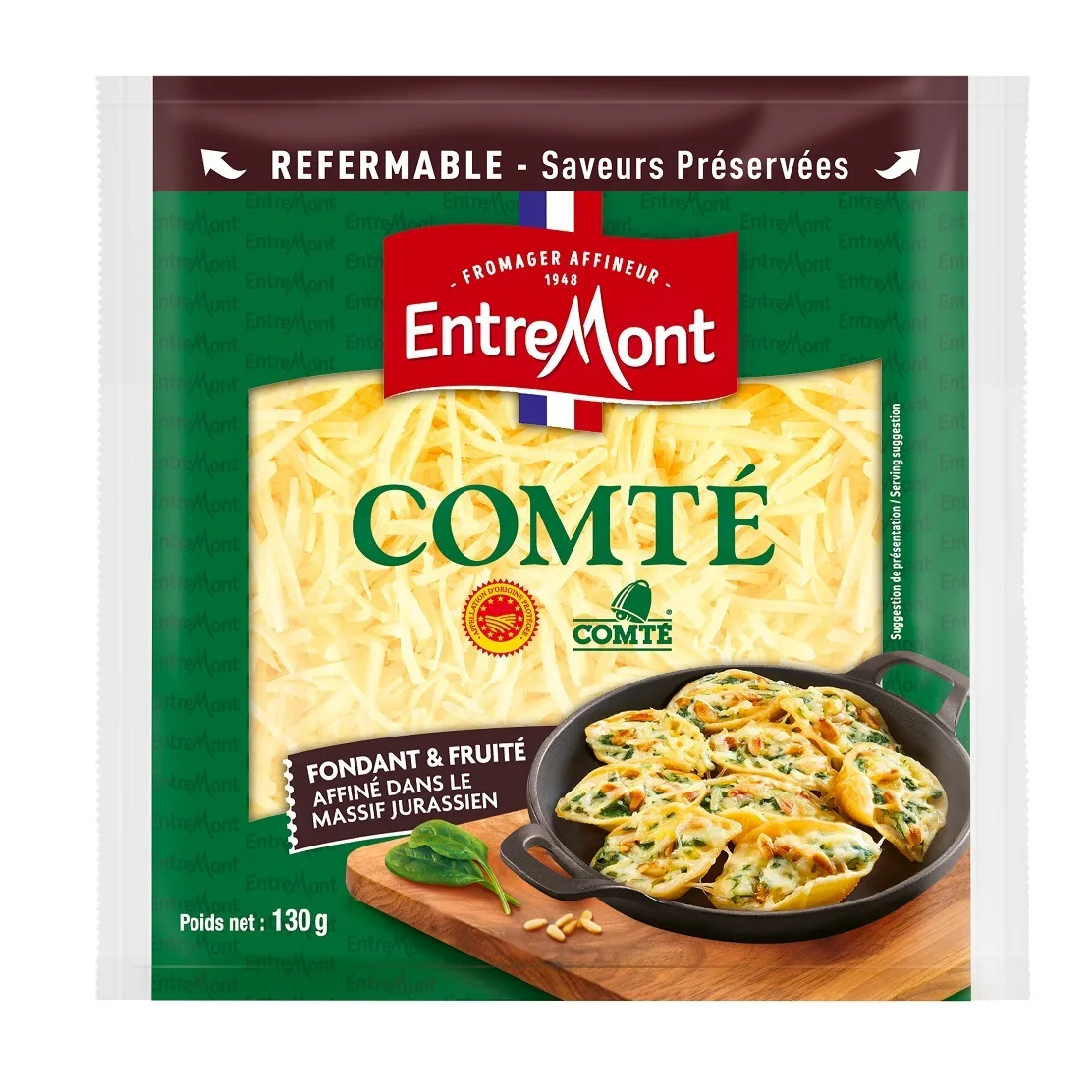 Fromage Comté AOP râpé 130g - ENTREMONT
