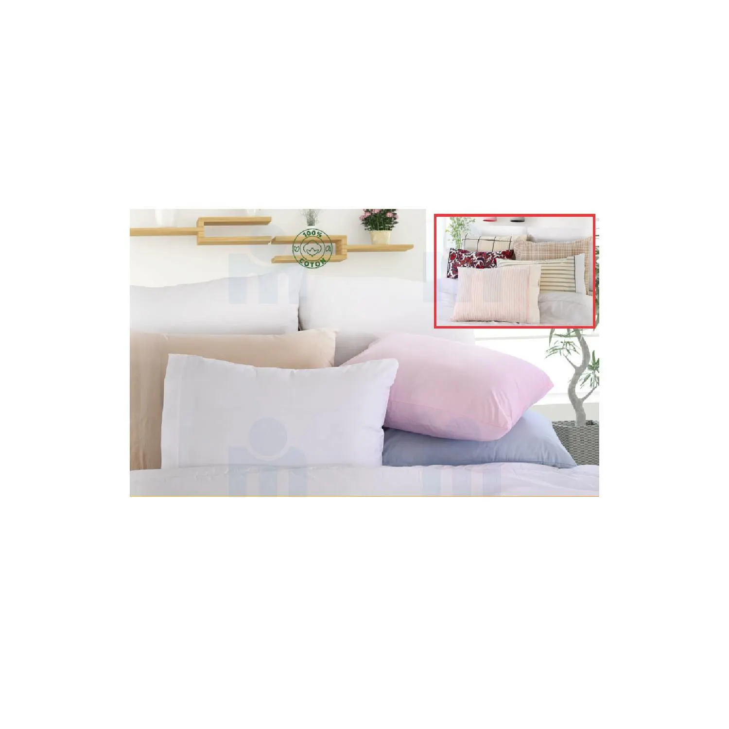 2 taies d'oreillers imprimées 50x70cm 100% coton