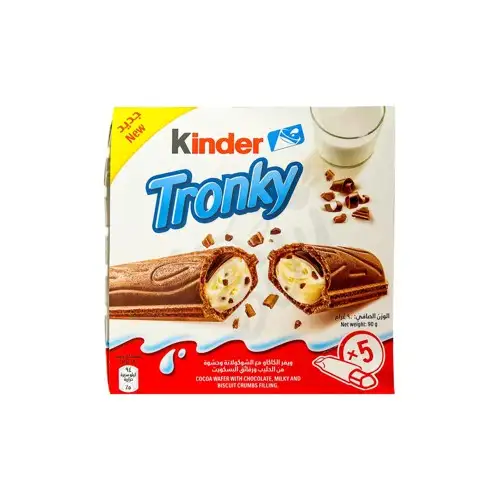 Gaufrettes au cacao fourrées au lait crémeux Tronky T5 5 unités x18g - KINDER