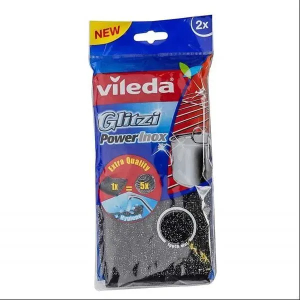 Eponges à récurer en acier inoxydable Glitzi Power inox x2 unités - VILEDA