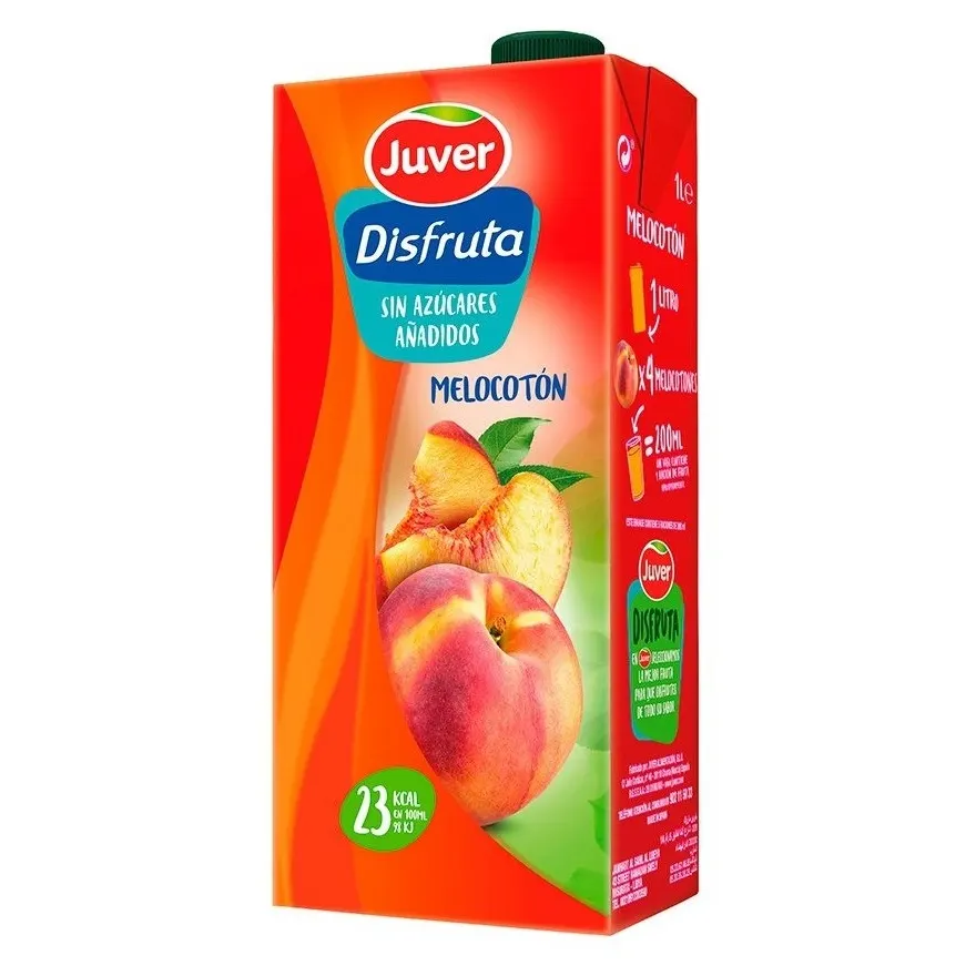 Juver Disfruta jus de pêche sans sucres ajoutés 1L