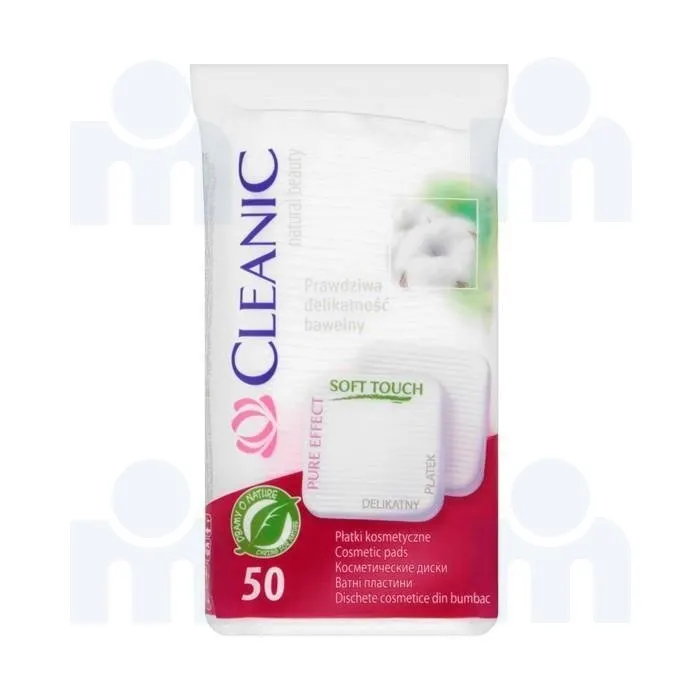 Coton disques à démaquiller pure effect x50pcs carré - CLEANIC