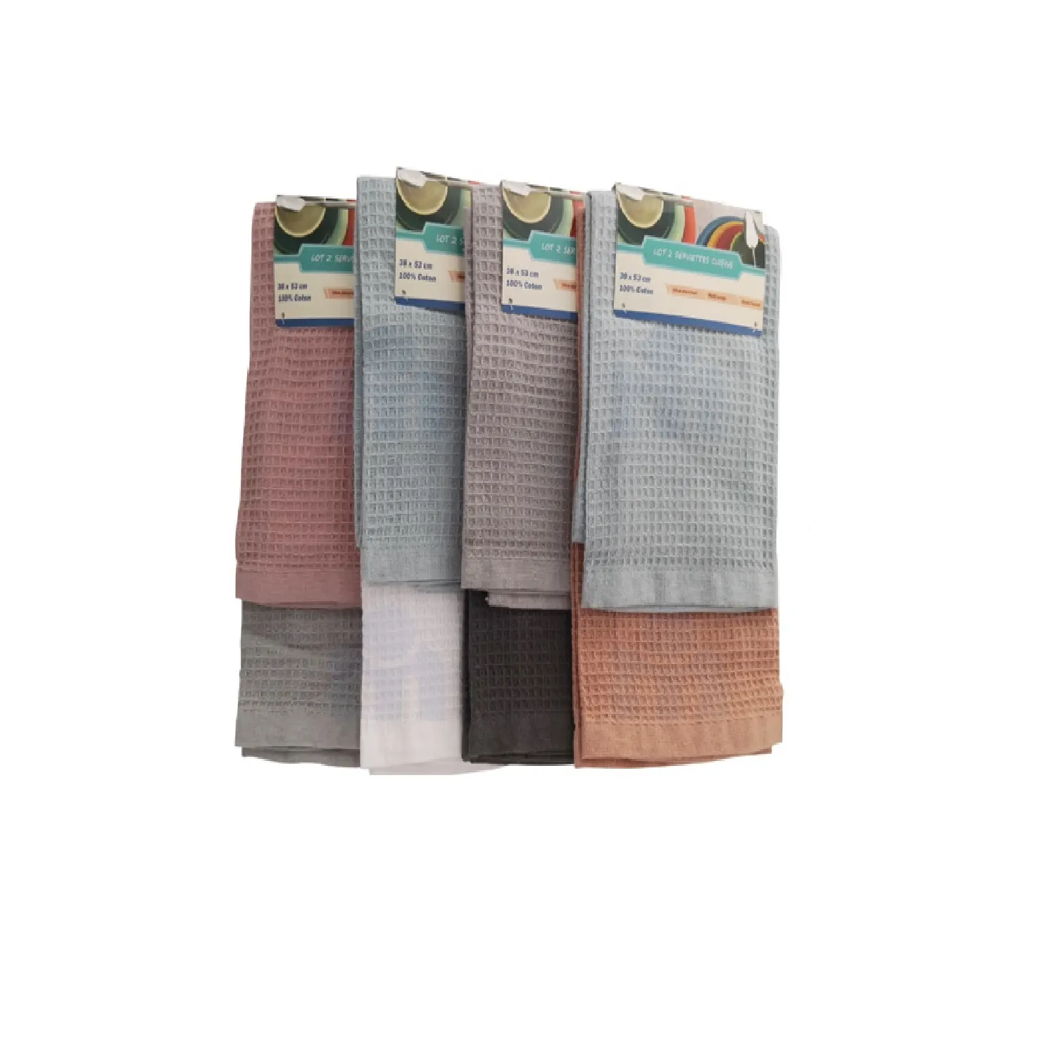 4 Torchons gaufrés en coton 