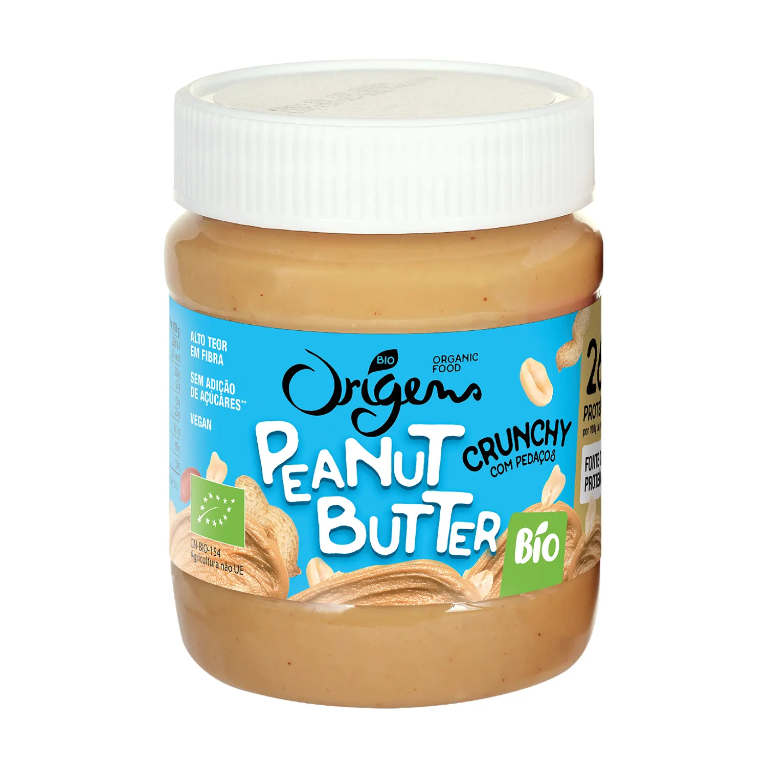 Beurre de cacahuètes Crunchy bio avec morceaux 340g - ORIGENS BIO