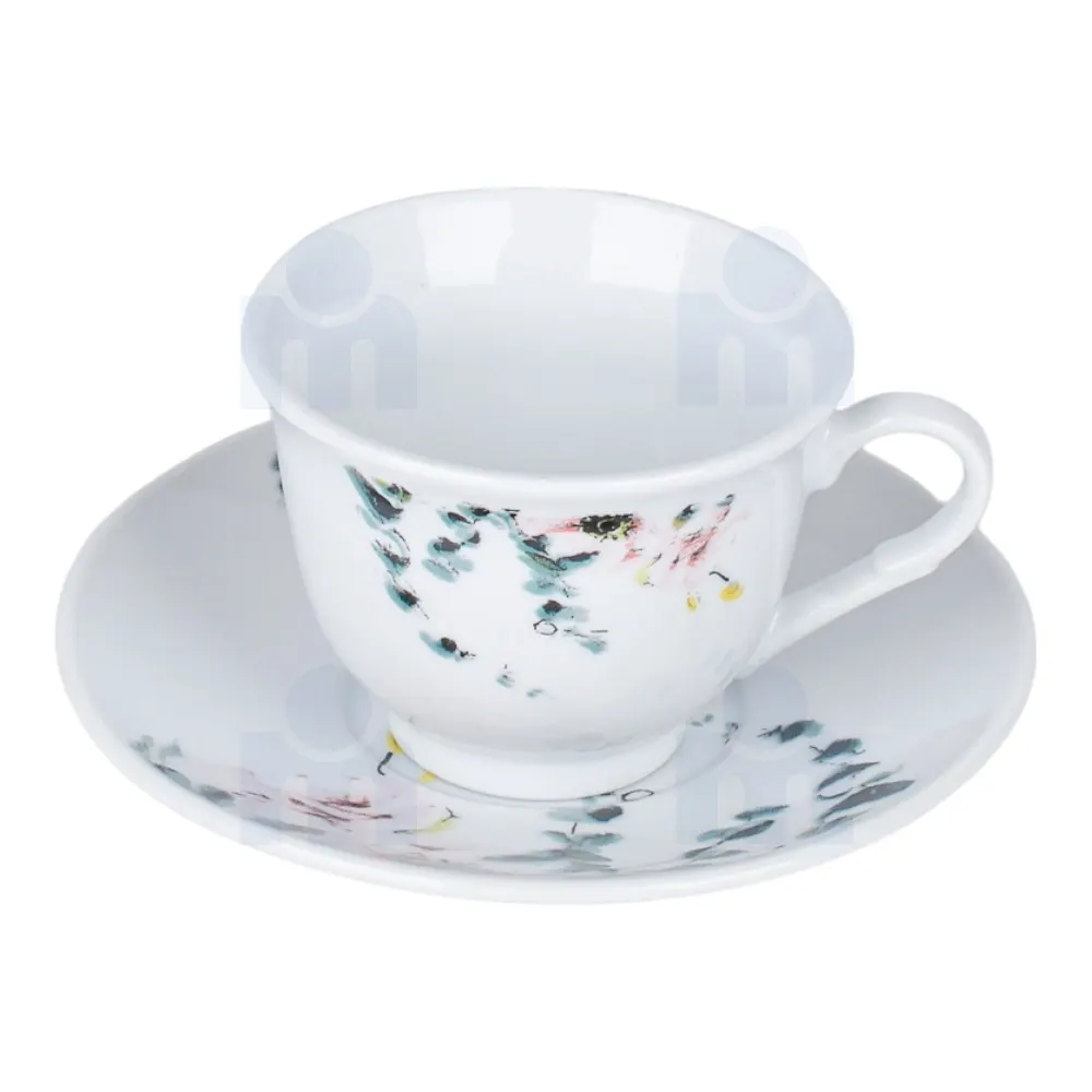 Ensemble de tasses à café et sous tasses porcelaine  - vue 2