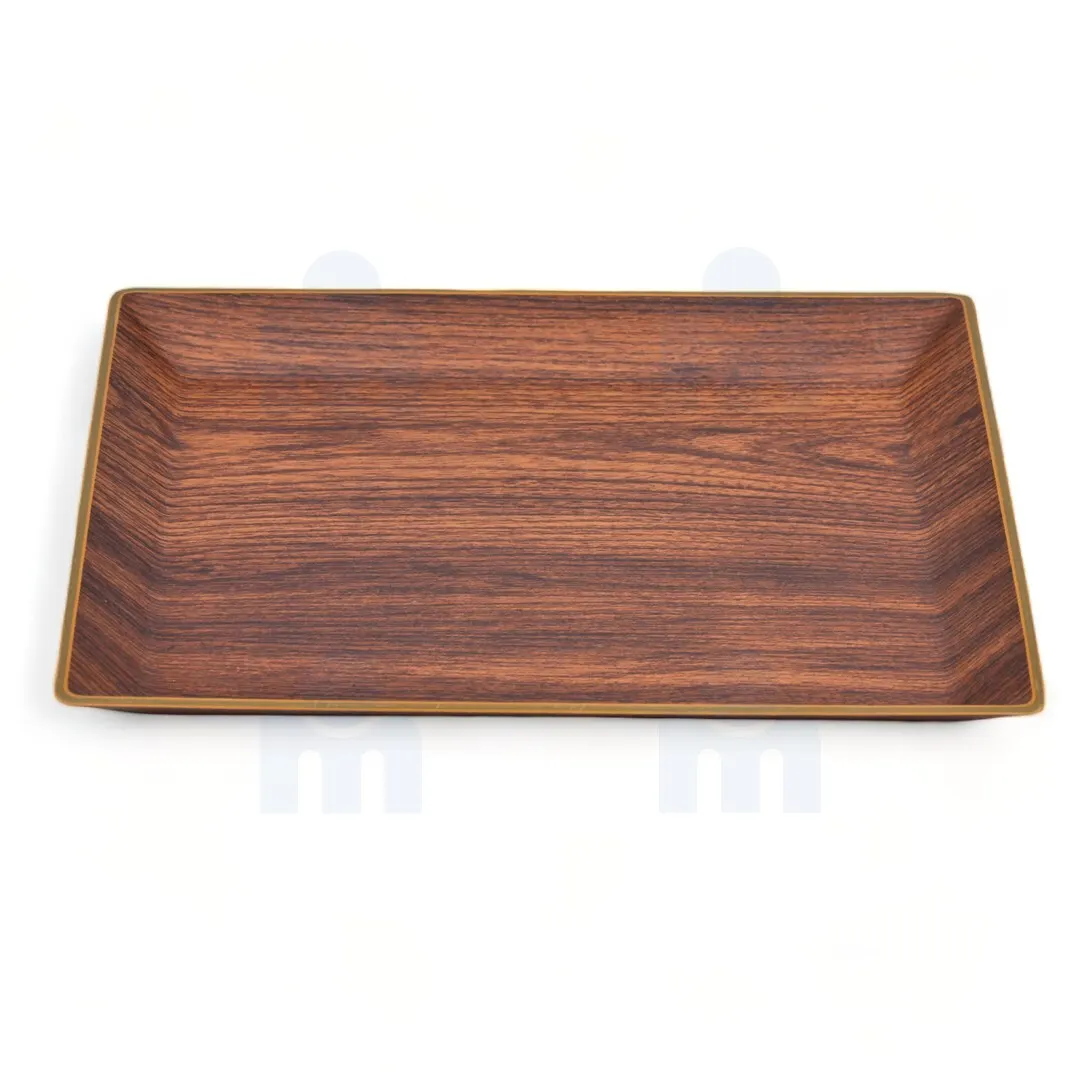 Plateau rectangulaire en mélamine effet bois  