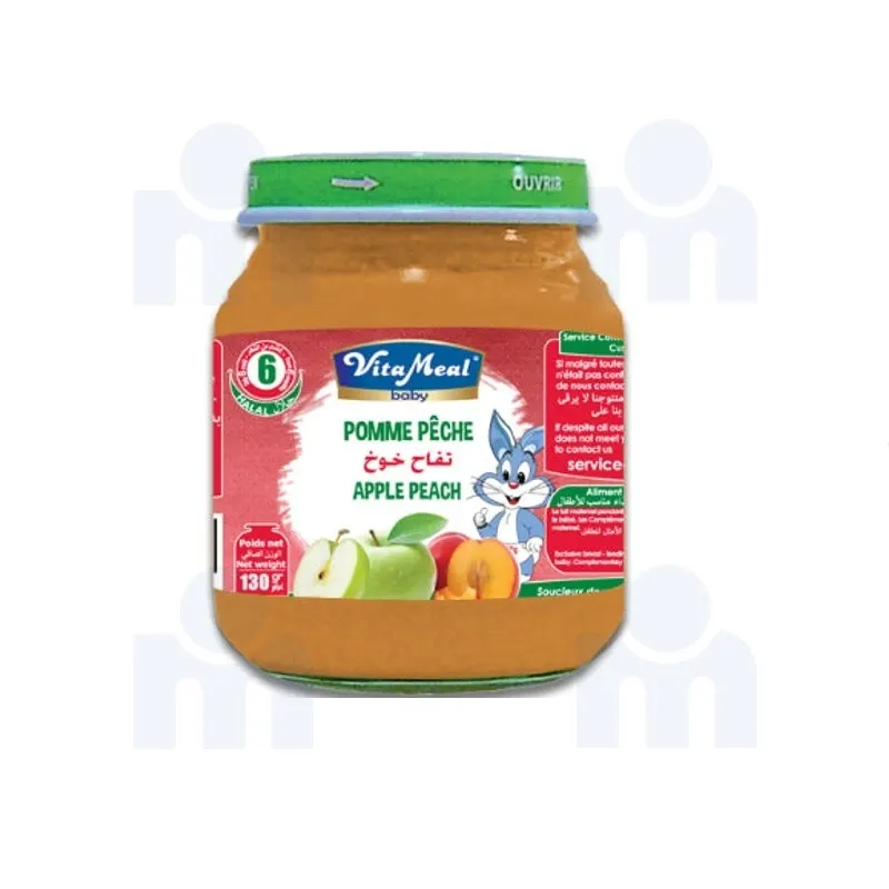 Pot pomme pêche sans gluten ni lactose 130g - VITAMEAL 