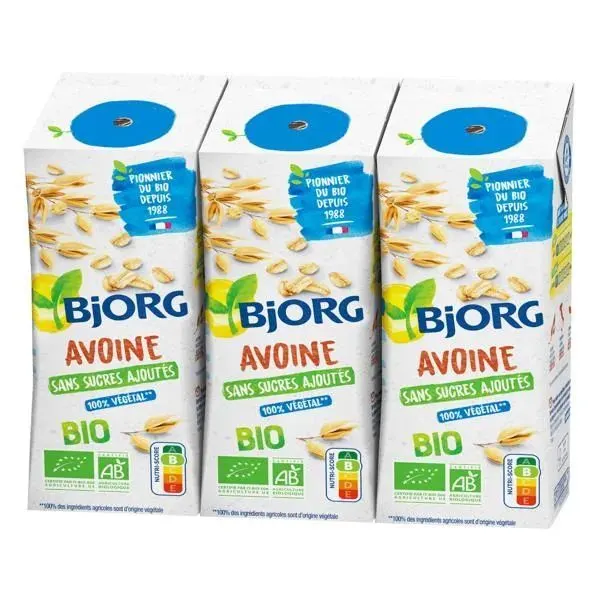 Boisson végétale d'avoine sans sucres ajoutées Bio 3x25cl - BJORG