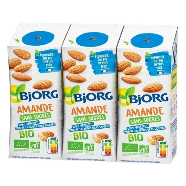 Boisson végétale d'amande sans sucres Bio 3x25cl - BJORG