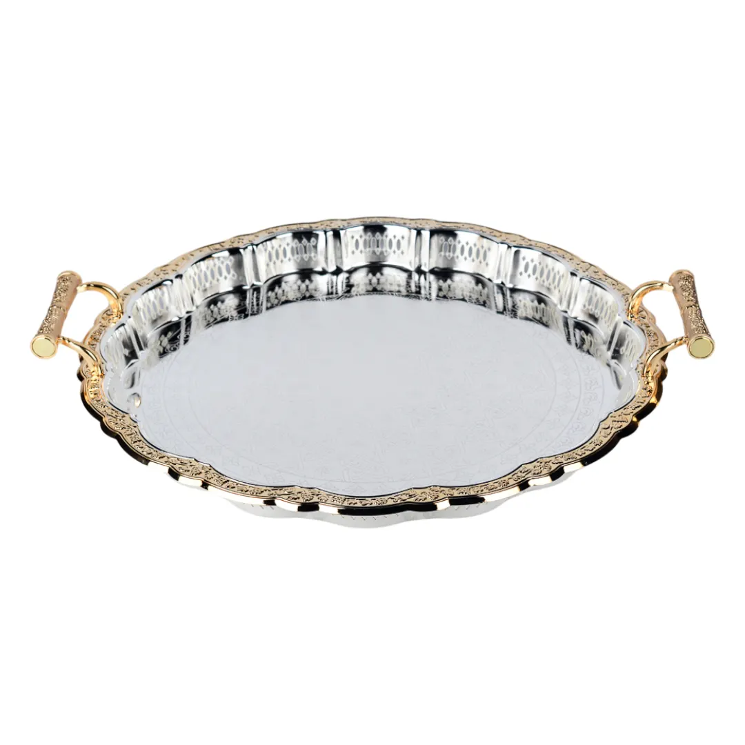 Plateau rond argenté GM