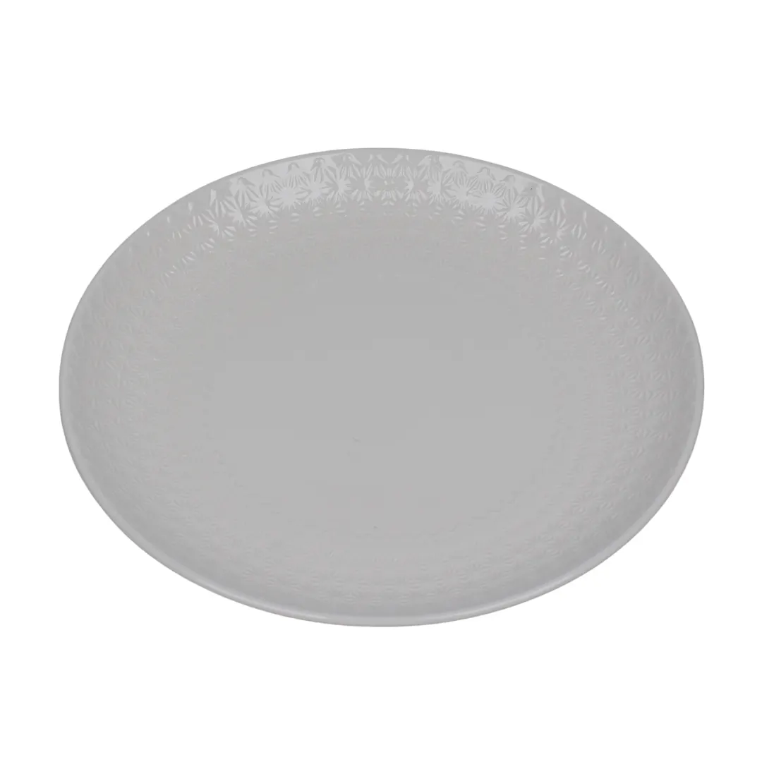 Plat rond 30cm porcelaine blanche gravée 