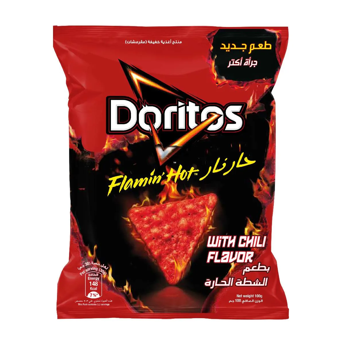 Tortillas chips de maïs flamin hot Nacho 100g - DORITOS