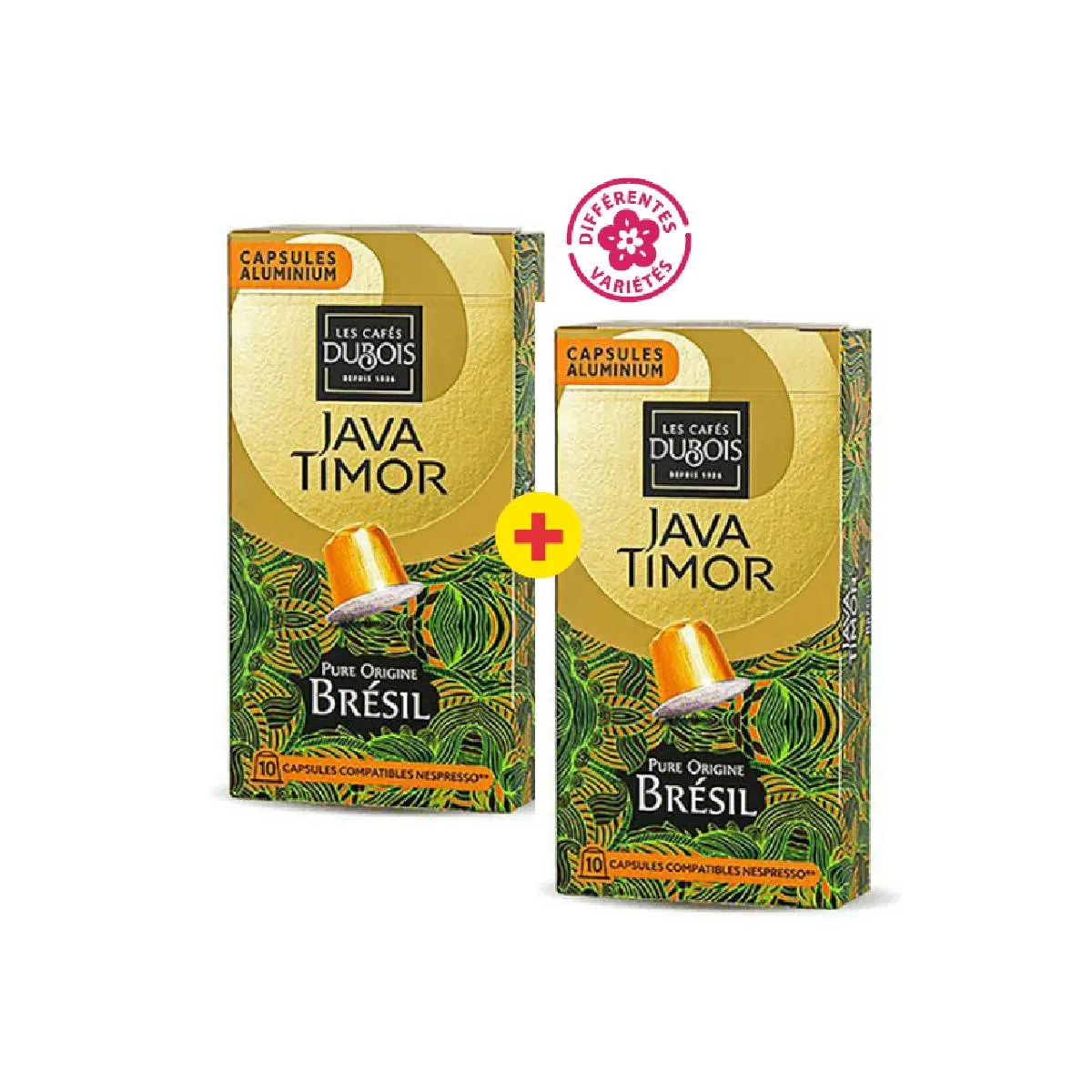 2paquets de 10 capsules café Pure origine Brésil JavaTimorx45g -LES CAFÉS DUBOIS