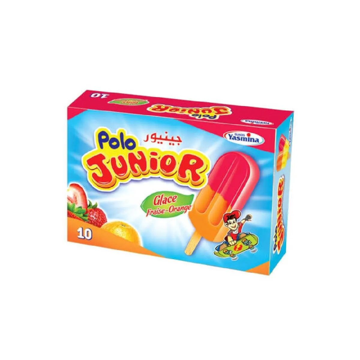 Yasmina bâtonnets de glace fraise-orange polo junior 10x50ml
