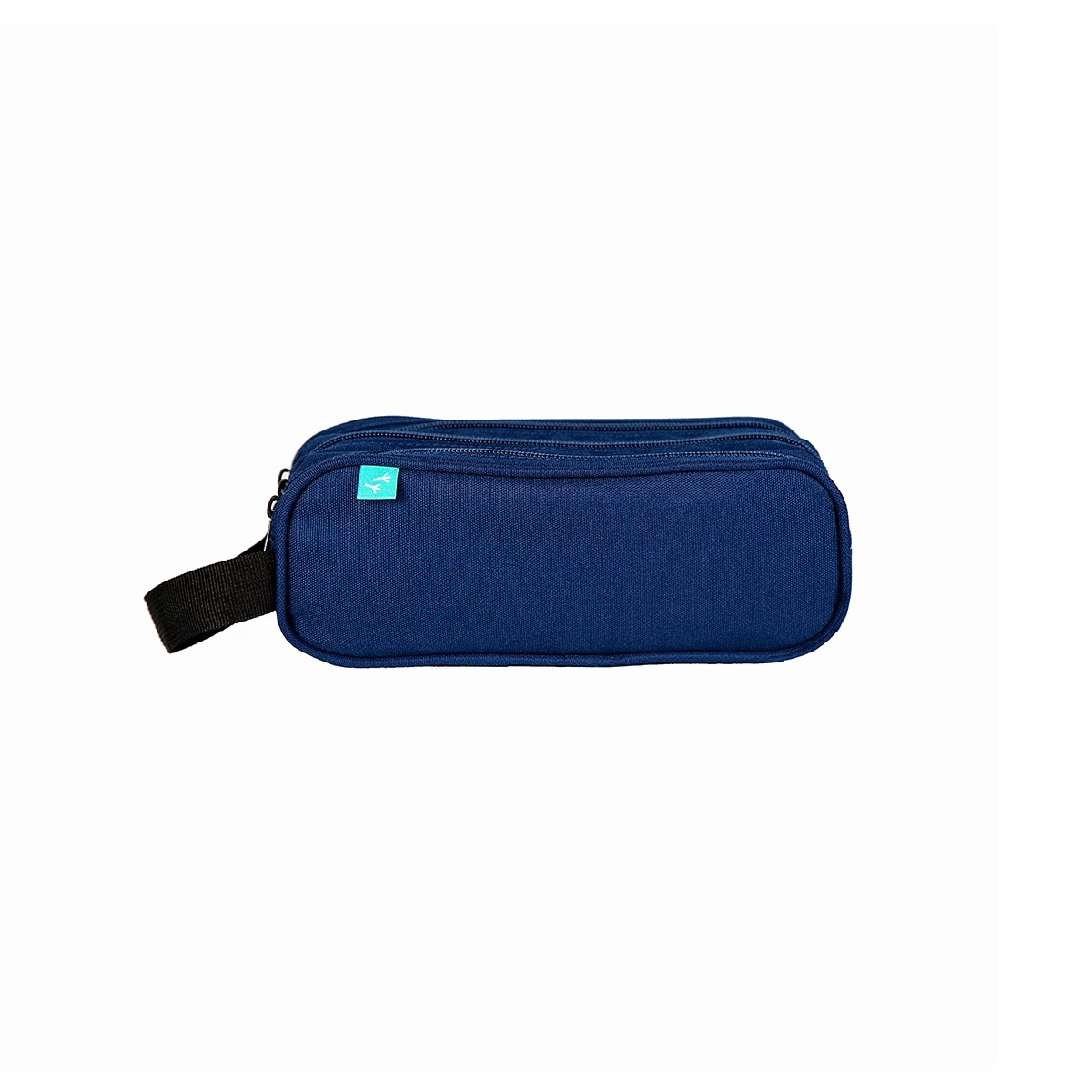 Trousse rectangulaire 3 zips bleue - AUCHAN