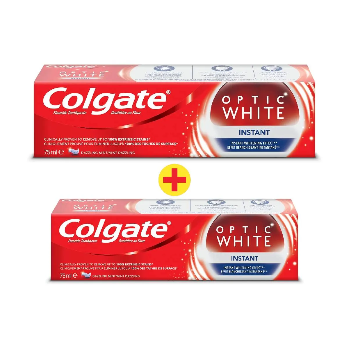 Dentifrice Optic White Instant 75ml + 50ml offert - COLGATE