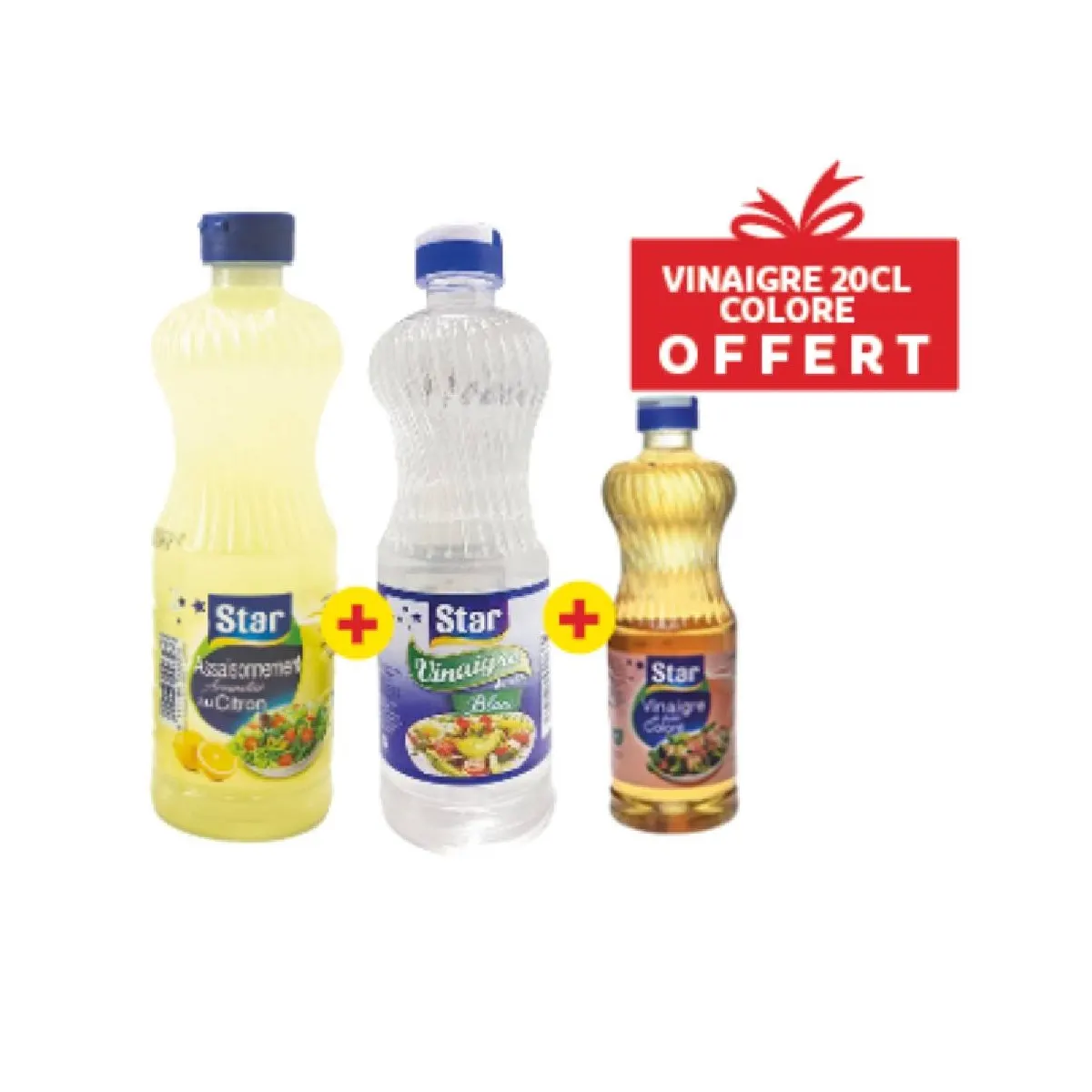 Vinaigre blanc 50cl + vinaigre citron 50cl + vinaigre coloré 20cl - STAR