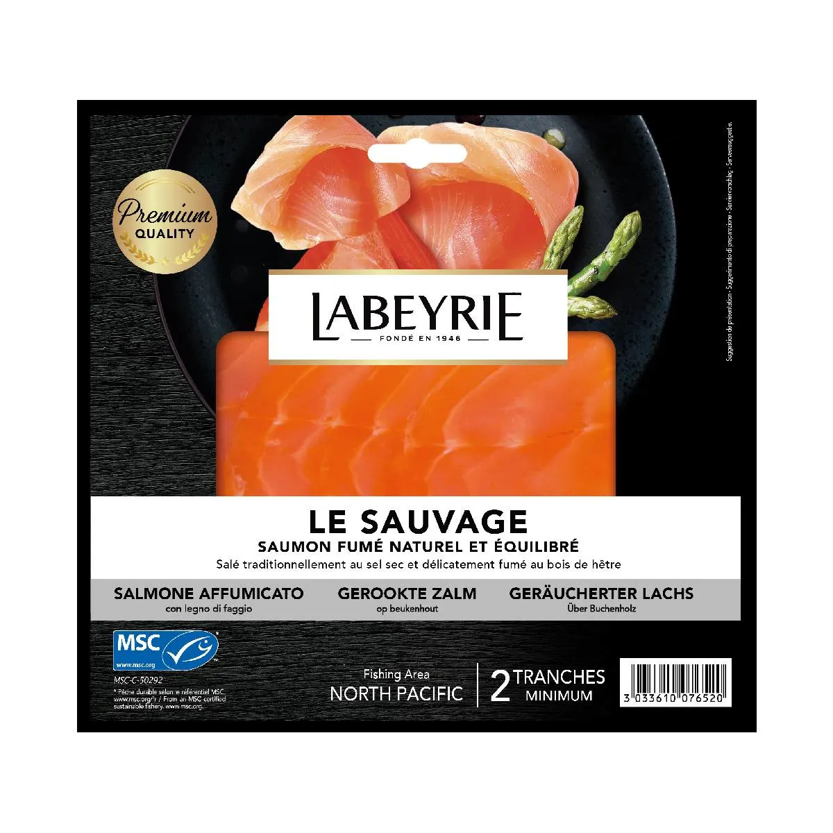 Saumon fumé 2 tranches Le Sauvage 75g - LABEYRIE