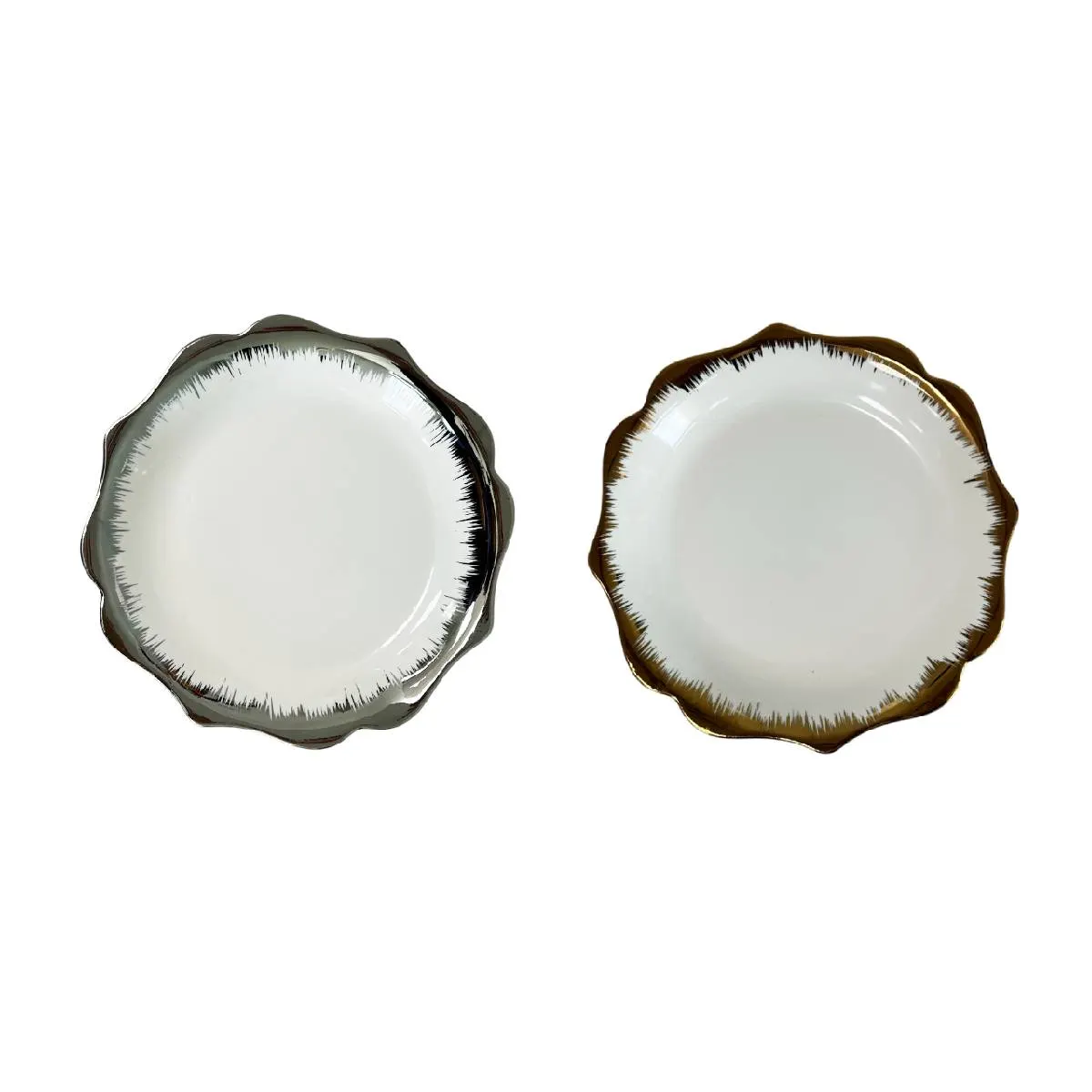 Assiette plate en porcelaine avec lisière dorée/argentée 20cm