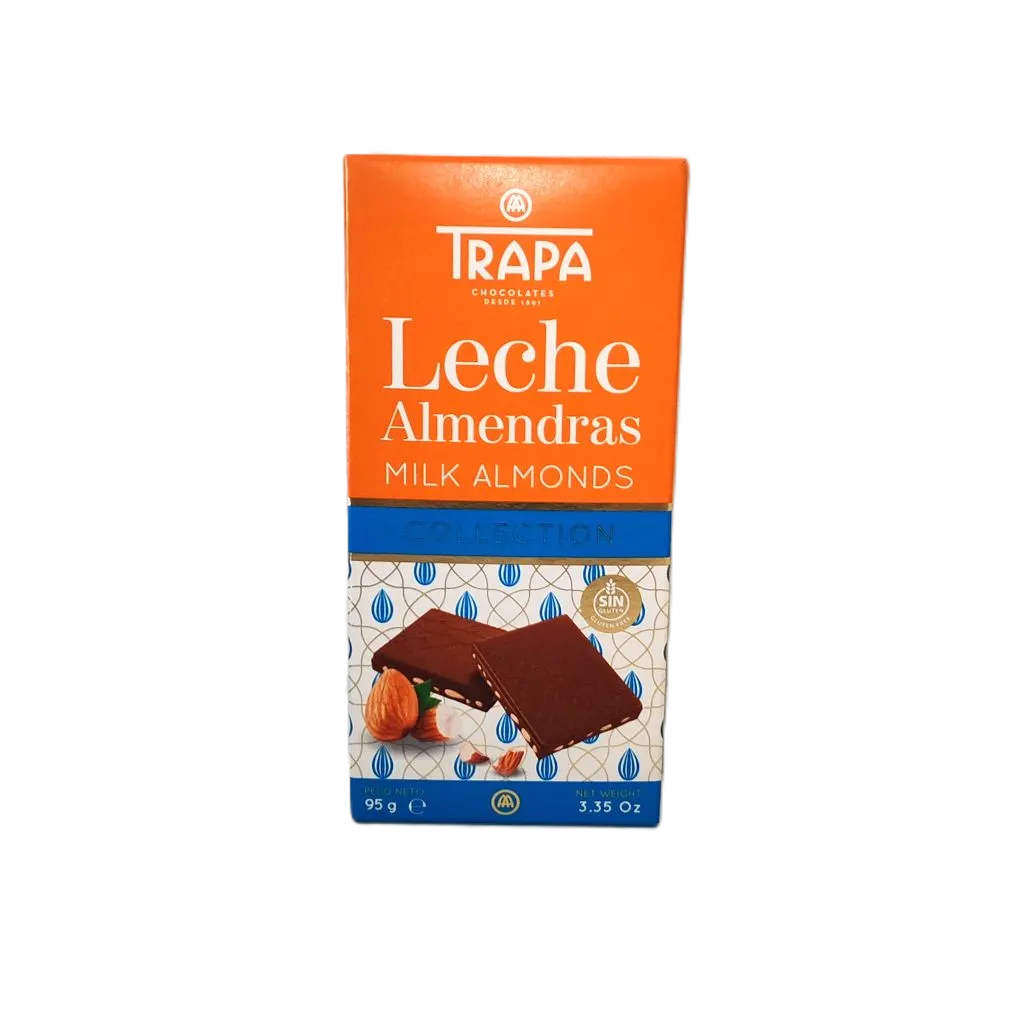 Chocolat au lait avec morceaux d'amandes 95g - TRAPA