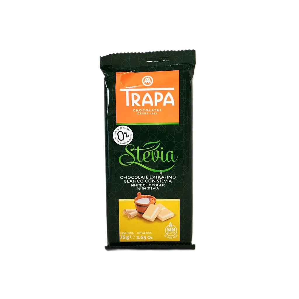 Chocolat blanc à la stévia 75g - TRAPA