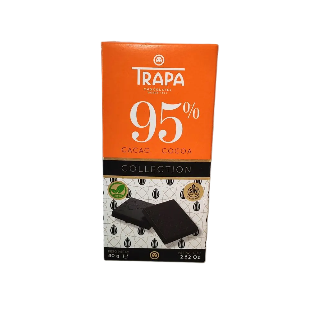Chocolat noir 95% de cacao sans gluten et vegan 80g - TRAPA