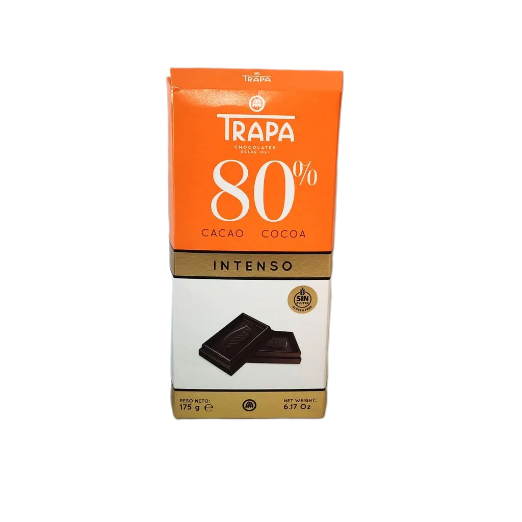Chocolat noir intense 80% de cacao 175g - TRAPA