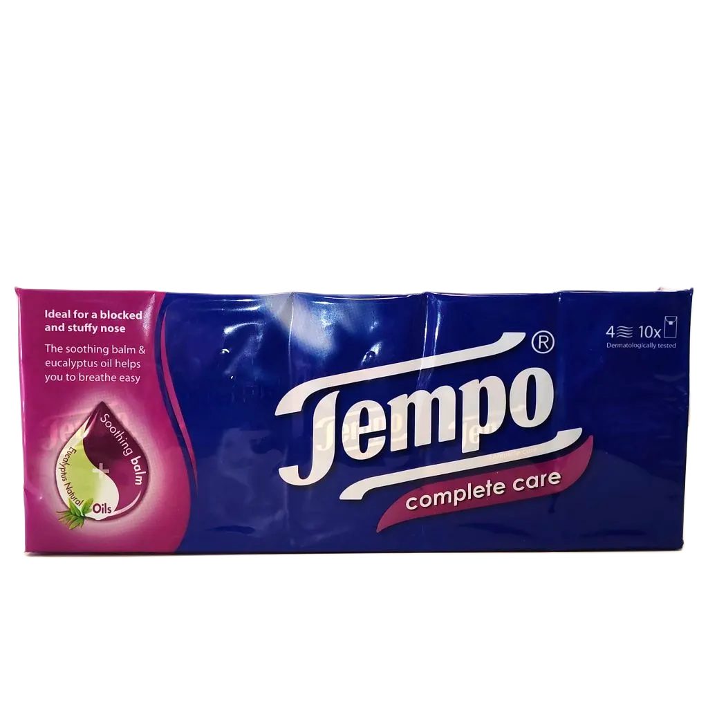Mouchoirs de poche doux & sensible 4 plis x 10 paquets - TEMPO