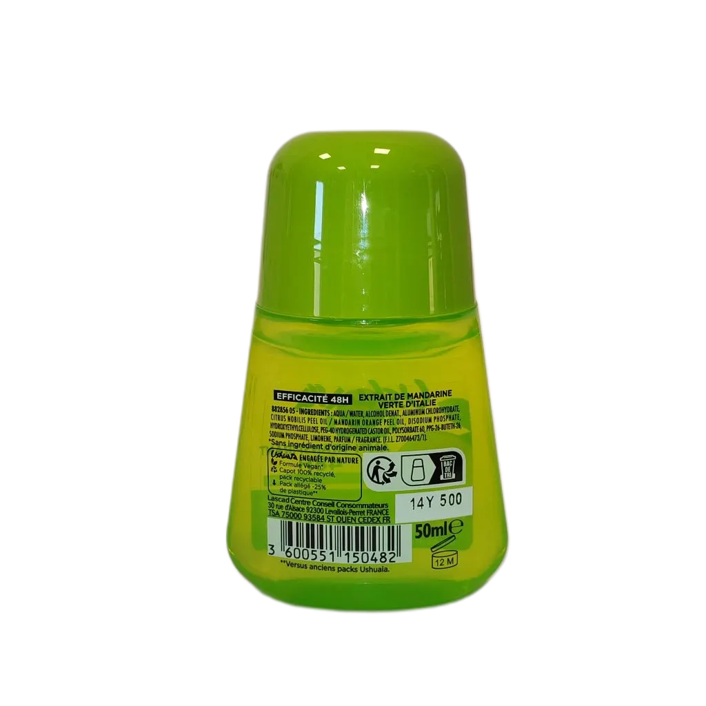 Déodorant anti-transpirant et traces 48h à la mandarine vert d'Italie 50mL - USH - vue 2