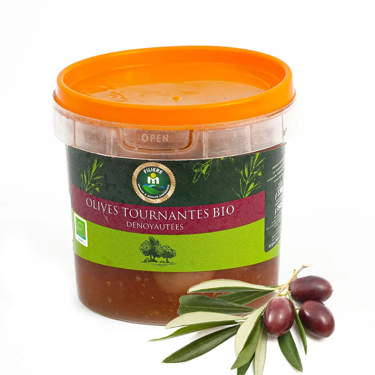 Olives tournantes dénoyautées bio en boîte 150g - FILIERE M