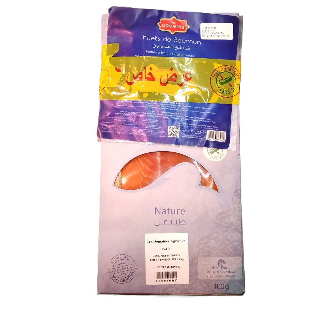 Filets de truite fumée nature 2x100g +filet de saumon 50g -LES DOMAINES - vue 2