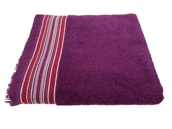 Drap bain jacquard 100X150cm bordeaux x1 pièce 500g - STRIE