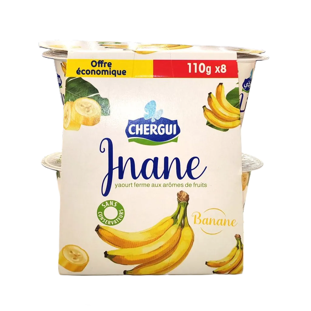 Yaourt ferme saveur banane Jnane 8x110g - CHERGUI