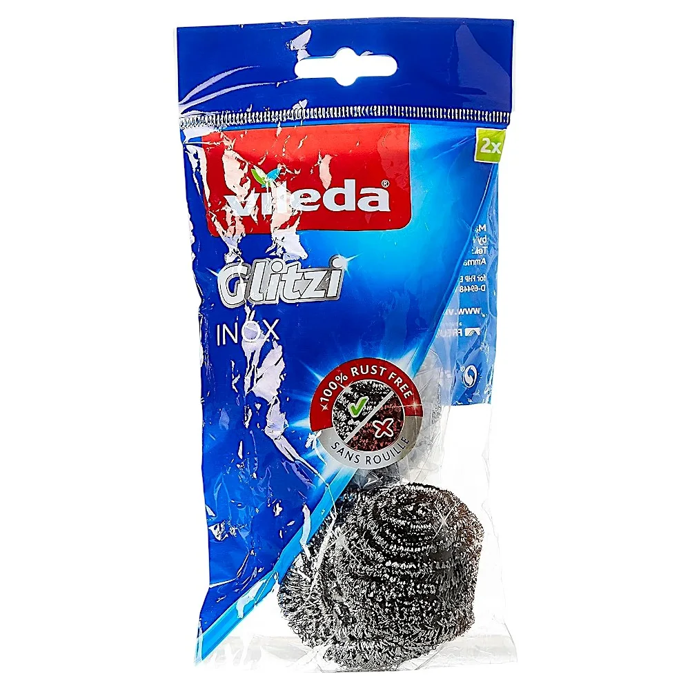 Tampon à récurer en inox en spirale Glitzi x2 - VILEDA