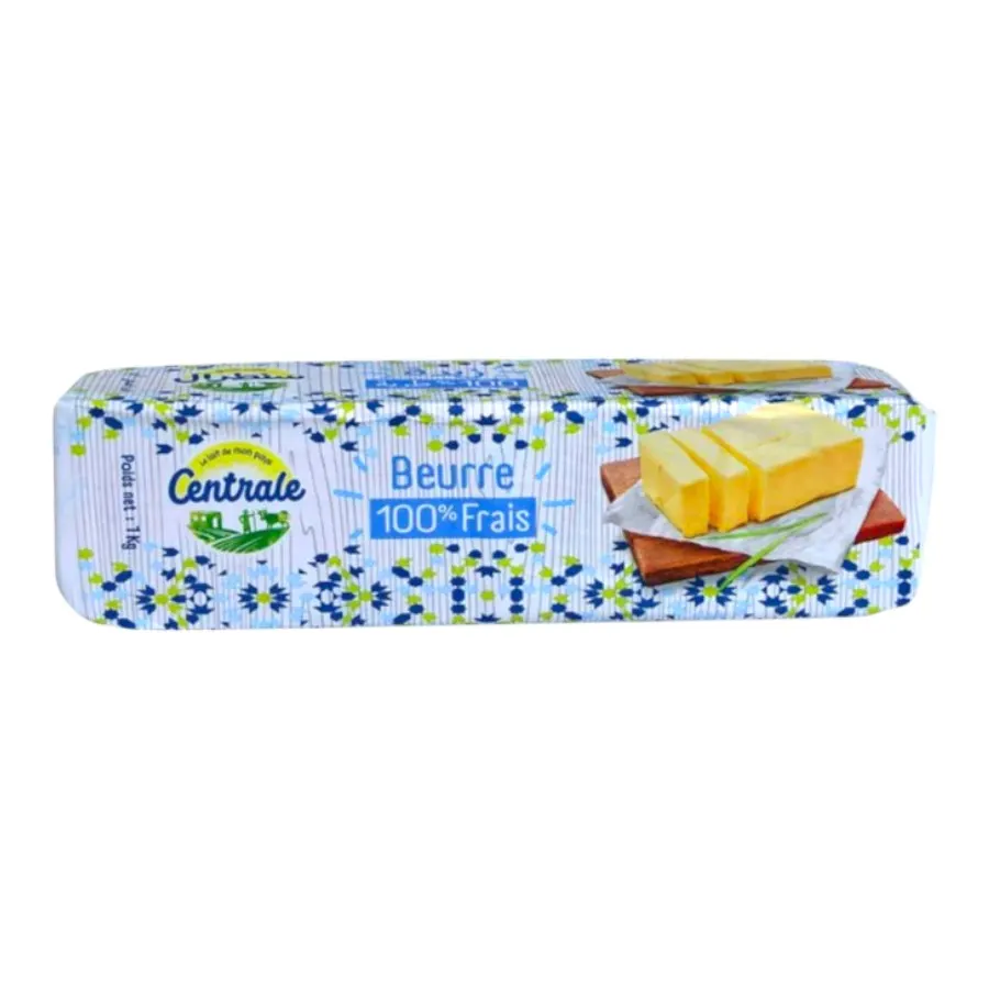 Beurre doux frais 82% de matières grasses 1Kg- CENTRALE